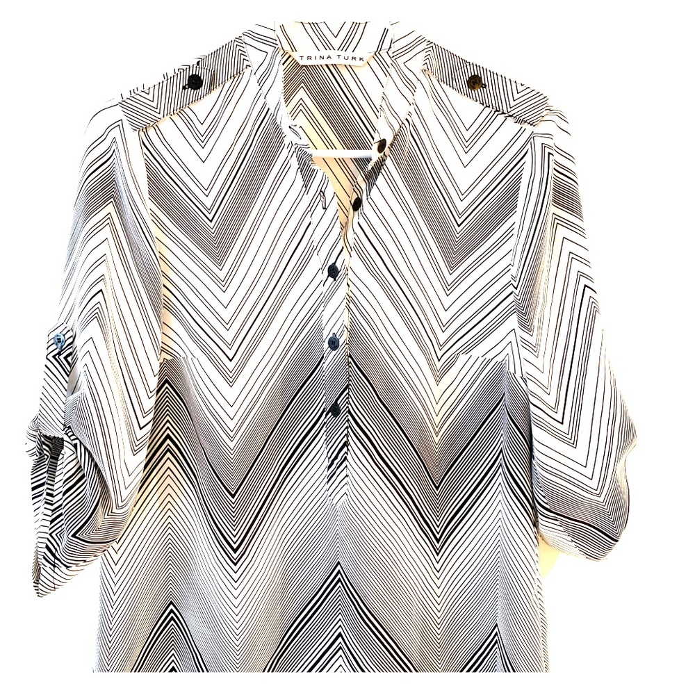 Trina Turk Black & White Chevron Shirt